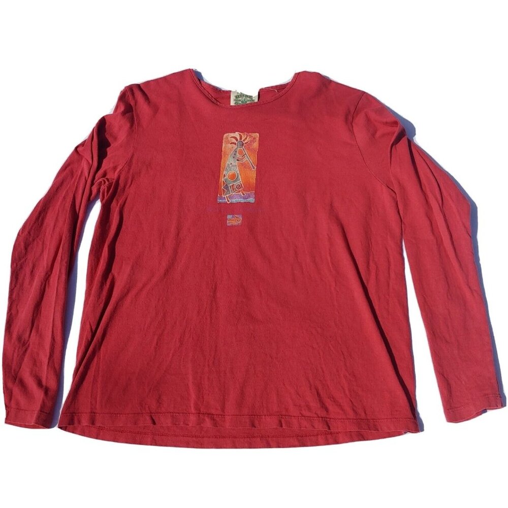 Fred Harvey Grand Canyon Womens M Shirt Red Kokopelli Long Sleeve Southwest AZ